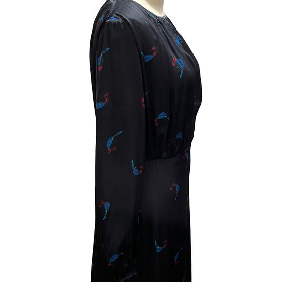 Cynthia Rowley Blue Cherry Print SEA BREEZE Maxi Flounce Hem Dress Sz 10 - Picture 12 of 16